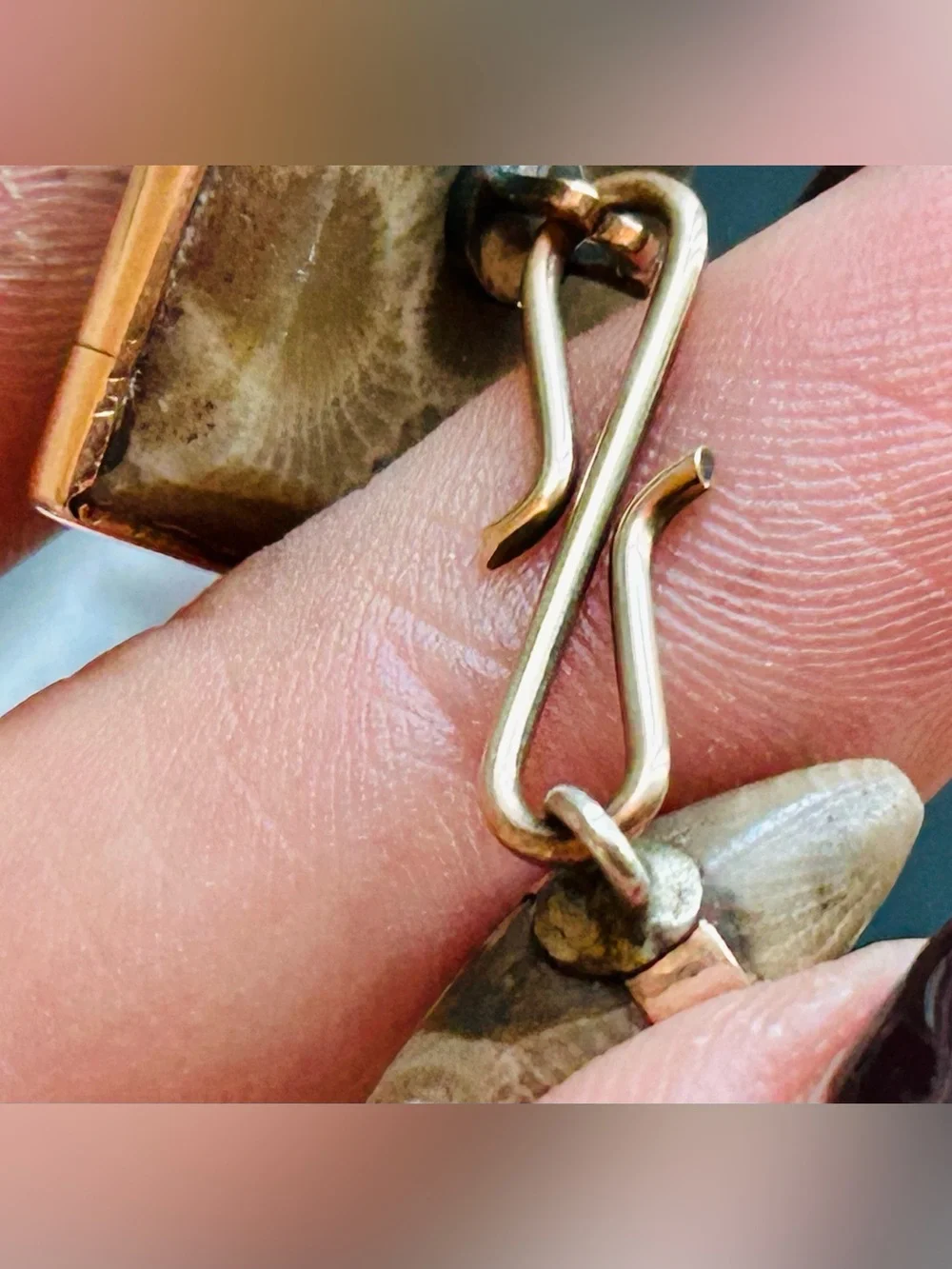 Rare Vintage Petoskey Stone & 10K Gold Accent Cuff Links (c. 1940s–1960s)